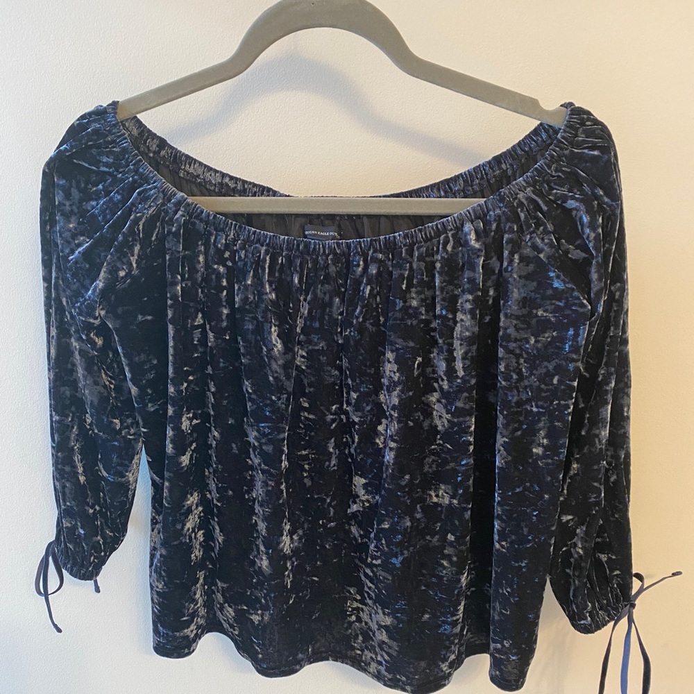American Eagle velour off the shoulder top